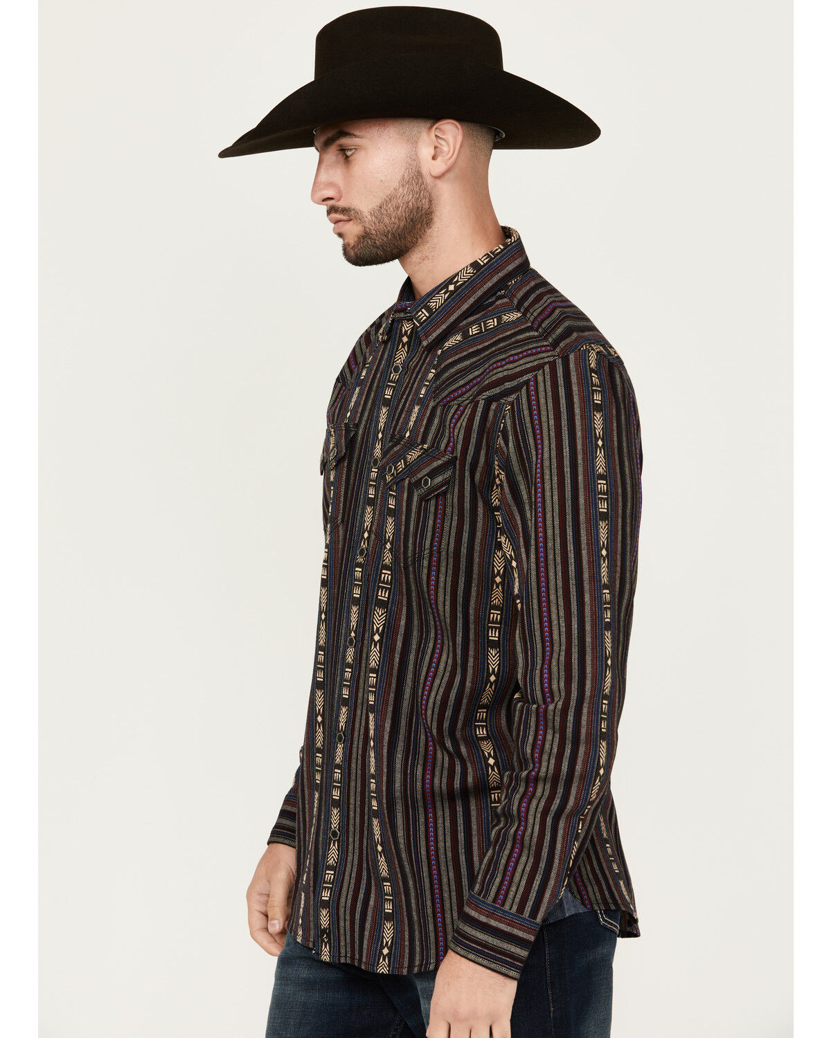 Image #2 - Moonshine Spirit Men's Towers Vertical Dobby Striped Print Long Sleeve Snap Western Shirt, Multi, hi-res