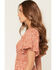 Image #2 - Angie Women's Floral Print Front Twist Midi Dress, Rust Copper, hi-res