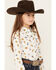 Image #2 - Wrangler Girls' Conversation Print Long Sleeve Pearl Snap Western Shirt , White, hi-res