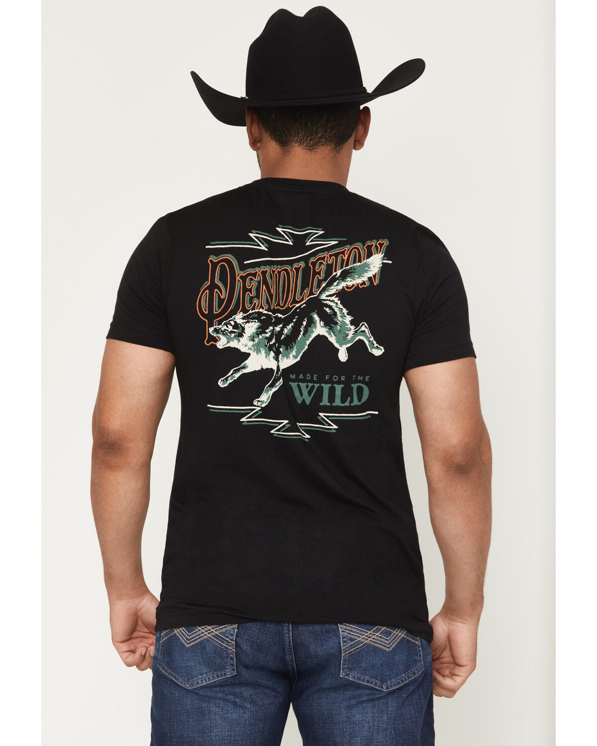 Image #1 - Pendleton Men's Wild Wolf Short Sleeve Graphic T-Shirt, Black, hi-res