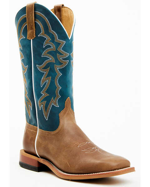 Horse Power Men's Western Boots - Broad Square Toe , Blue, hi-res