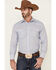 Roper Men's Classic Striped Long Sleeve Pearl Snap Western Shirt , Blue, hi-res