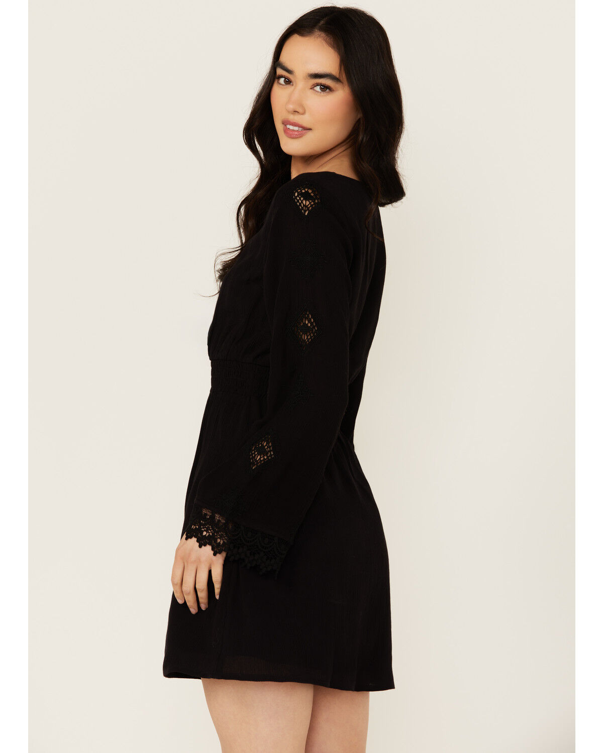 Image #4 - Idyllwind Women's Scotts Lace Long Sleeve Mini Dress, Black, hi-res