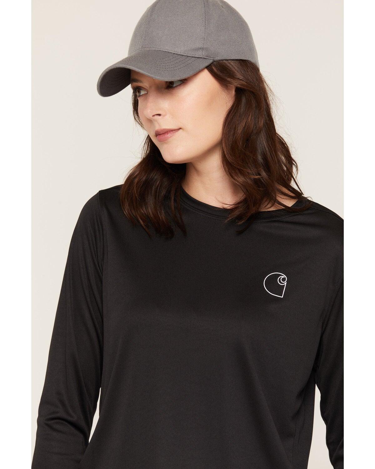 Image #2 - Carhartt Women's Force&reg; Sun Defender Logo Relaxed Fit Long Sleeve Graphic Tee, Black, hi-res