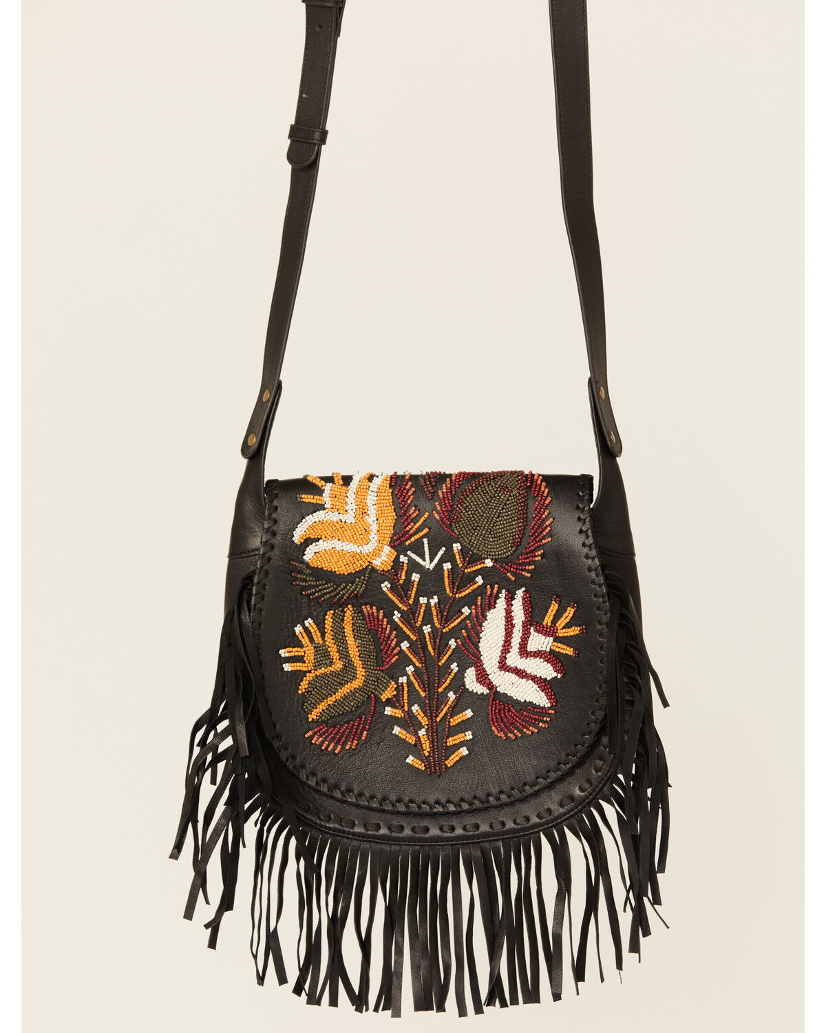 Image #2 - Shyanne Women's Rosalind Floral Beaded Leather Crossbody, Black, hi-res