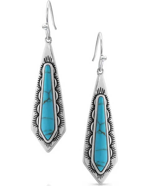 Montana Silversmiths Southwest Turquoise Stream Earrings, Silver, hi-res