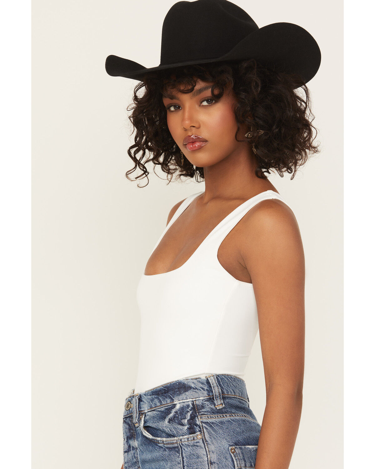 Image #2 - Good American Women's Scuba Solid Sleeveless Bodysuit, White, hi-res