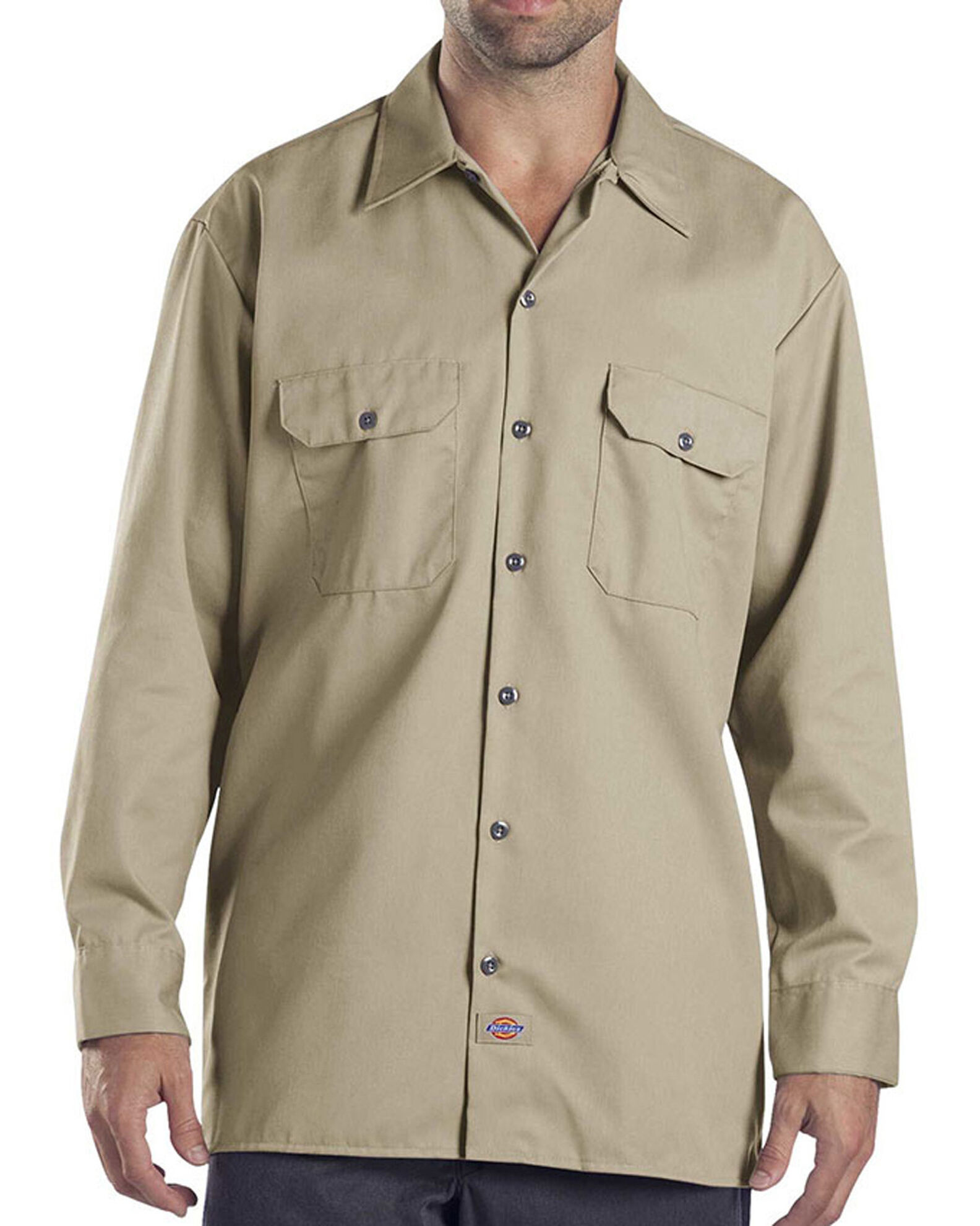 Image #2 - Dickies Twill Work Shirt - Big & Tall, Khaki, hi-res
