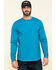 Image #1 - Hawx Men's Teal Sleeve Logo Long Sleeve Work T-Shirt - Tall, Teal, hi-res
