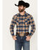 Pendleton Men's Wyatt Plaid Print Long Sleeve Snap Western Shirt, Dark Blue, hi-res