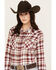 Image #2 - Wrangler Women's Plaid Print Long Sleeve Snap Western Shirt, Ivory, hi-res