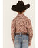 Image #4 - Rock & Roll Denim Boys' Paisley Print Long Sleeve Pearl Snap Stretch Western Shirt, Rust Copper, hi-res