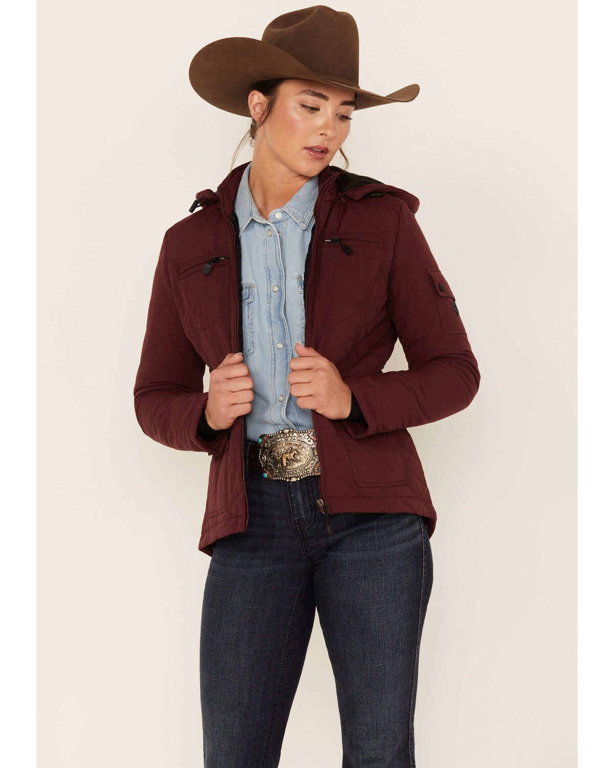 Image #1 - RANK 45® Women's Ultimate Legacy Quilted Jacket, Dark Red, hi-res
