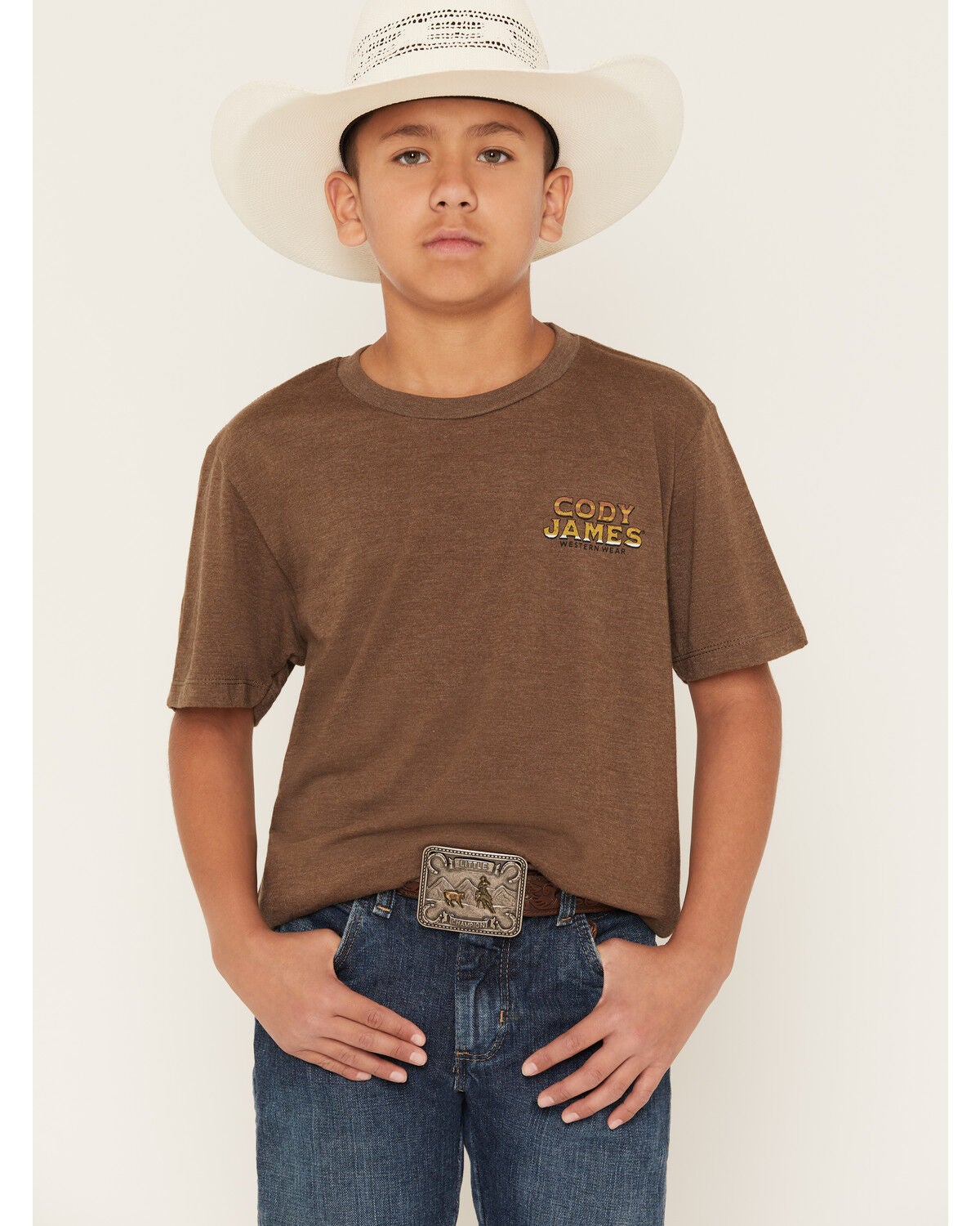 Image #1 - Cody James Boys' Frontier Bison Short Sleeve Graphic T-Shirt, Brown, hi-res