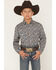 Image #1 - Panhandle Slim Boys' Geo Print Long Sleeve Snap Stretch Western Shirt, Navy, hi-res