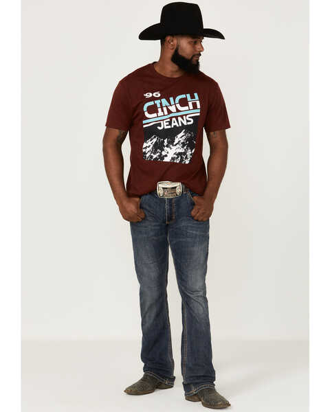 Image #2 - Cinch Men's Jeans 96' Mountain Graphic T-Shirt , Heather Red, hi-res