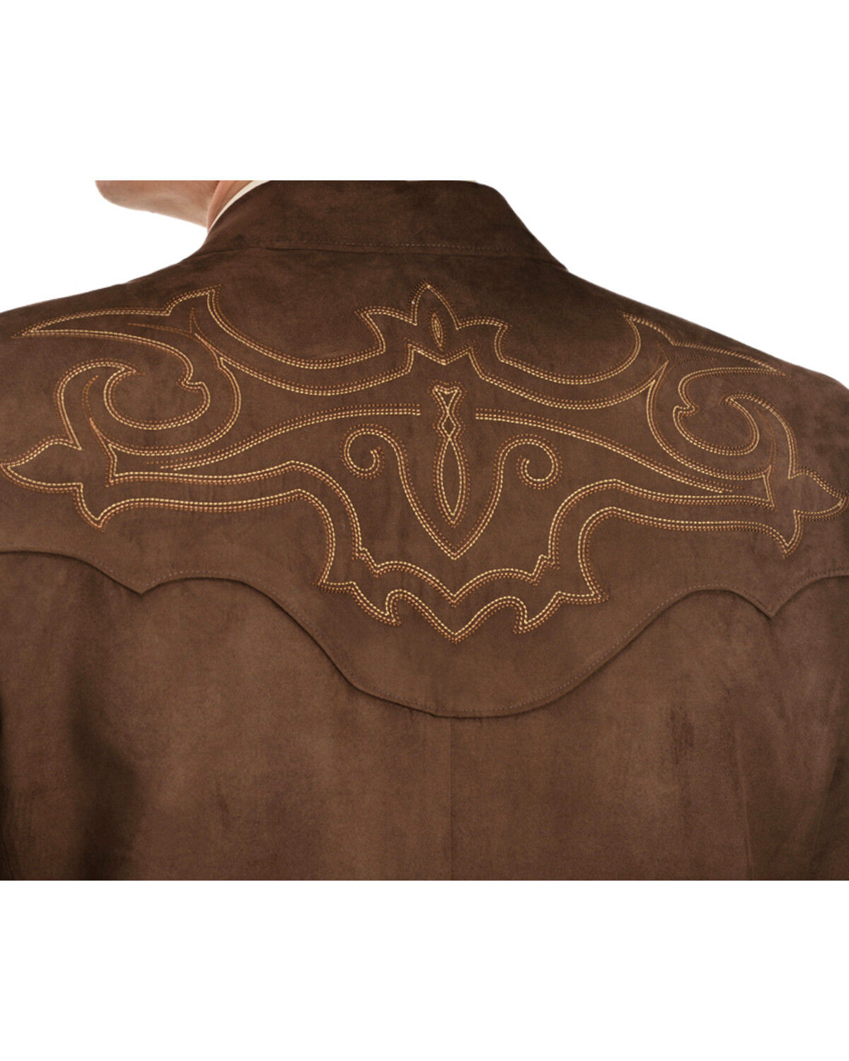 Image #5 - Circle S Men's Embroidered Micro-Suede Sportcoat, Chestnut, hi-res