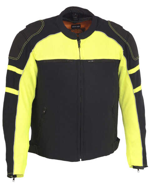 Image #1 - Milwaukee Leather Men's Mesh Racing Jacket with Removable Rain Jacket Liner, Bright Green, hi-res