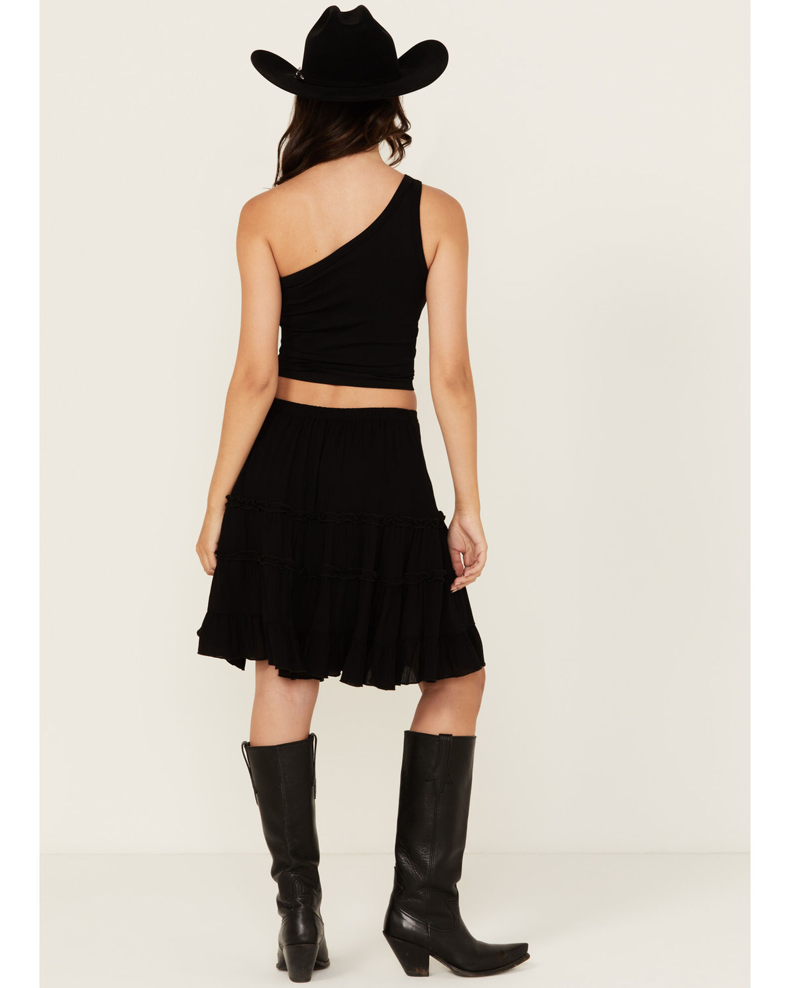 Women's ruffle mini skirt top