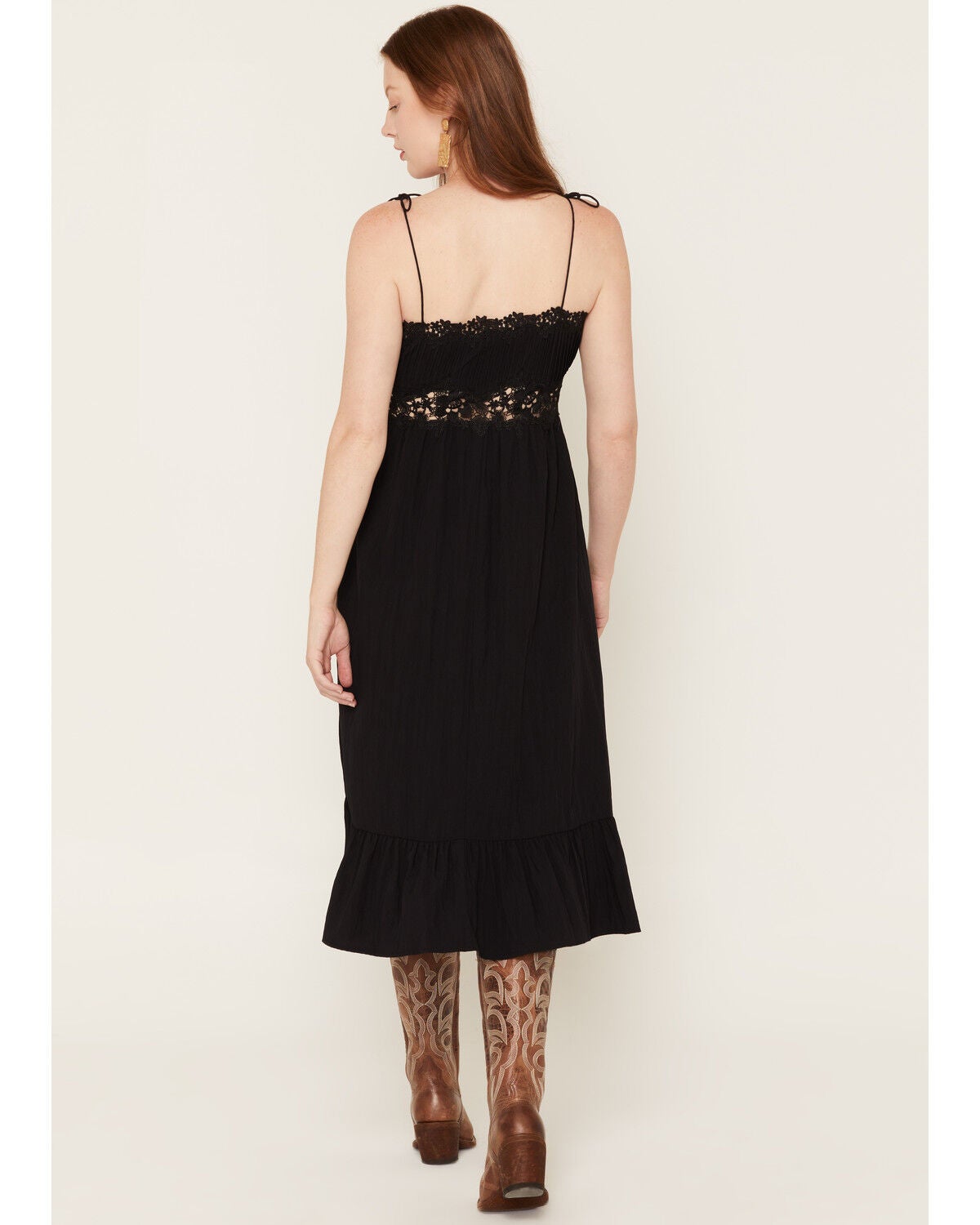 Image #4 - Sadie & Sage Women's Pintuck Lace Sleeveless Midi Dress, Black, hi-res