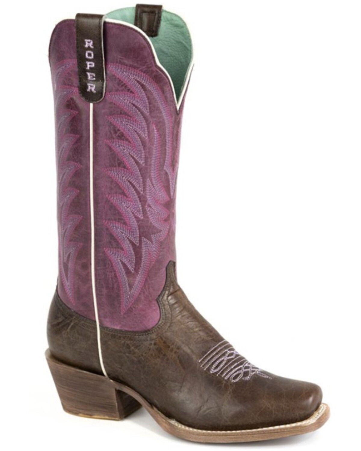 Roper Women's Cowgirl Western Boots - Square Toe, Dark Brown, hi-res
