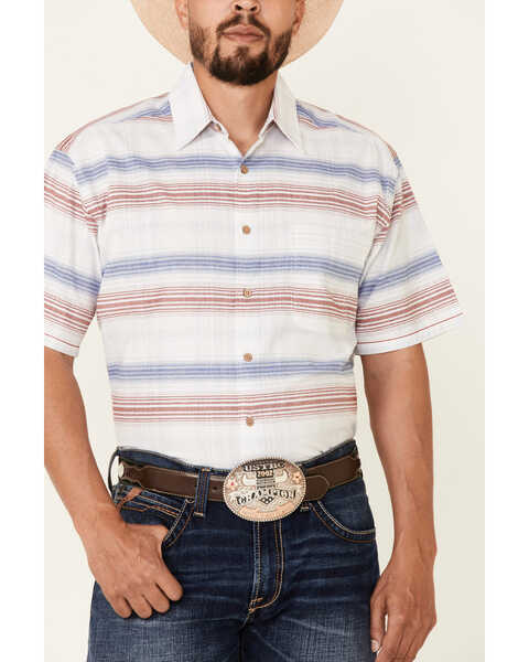 Image #3 - Rough Stock By Panhandle Men's Striped Camp Short Sleeve Button Down Western Shirt , White, hi-res