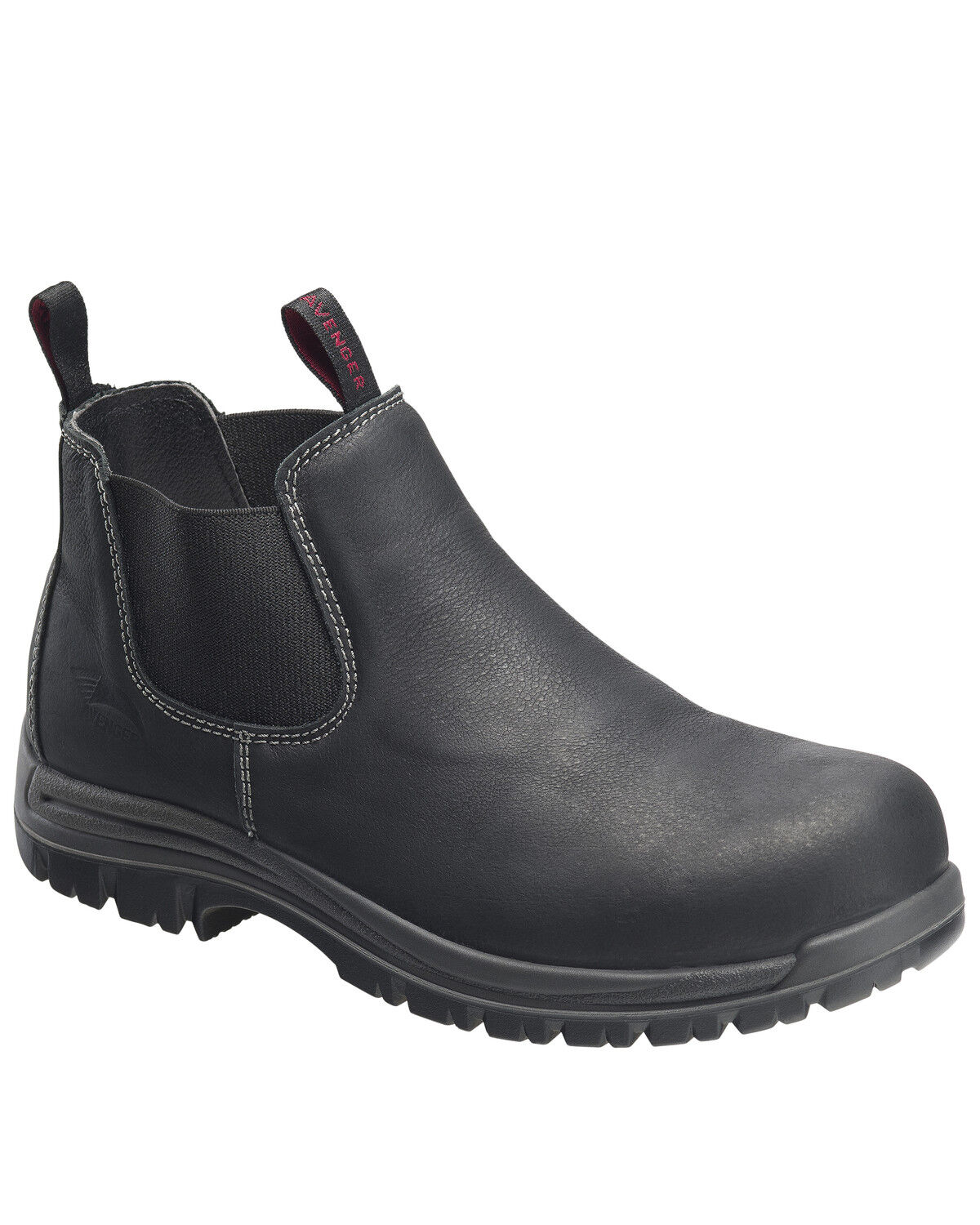 Image #1 - Avenger Men's Foreman Pull On Work Boots - Composite Toe, Black, hi-res