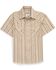 Image #1 - Ely Walker Boys' Striped Short Sleeve Pearl Snap Western Shirt, Olive, hi-res