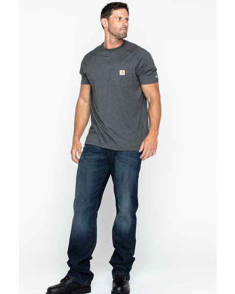 Carhartt Men's Force Cotton Short Sleeve Shirt, Charcoal Grey, hi-res