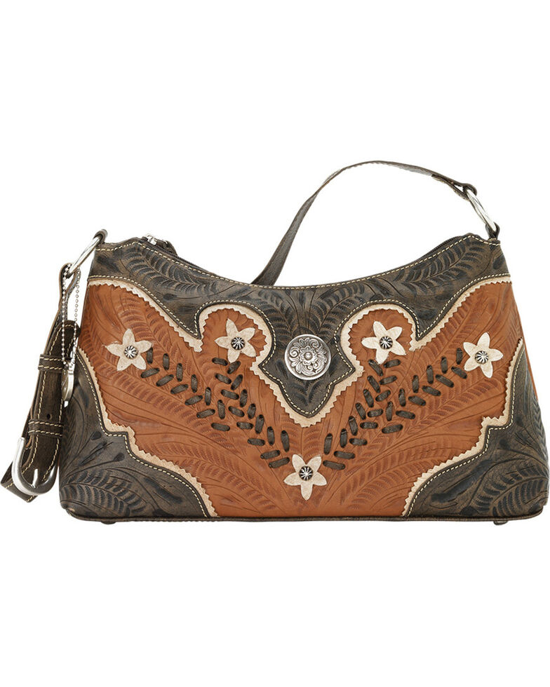 American West Golden Tan Desert Wildflower Shoulder Bag, Tan, hi-res