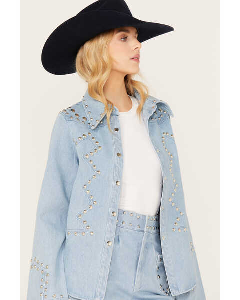 Image #2 - Understated Leather Women's Bluegrass Studded Denim Western Jacket, Blue, hi-res