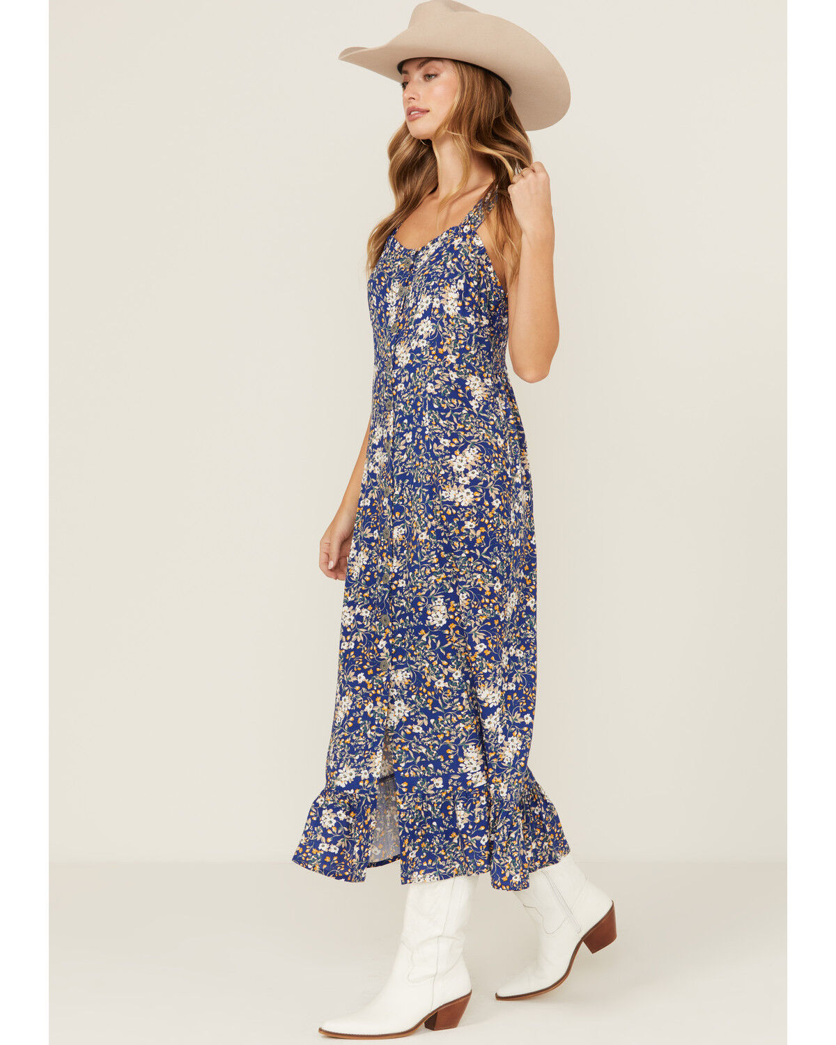 Image #2 - Cotton & Rye Women's Floral Print Midi Sundress, Blue, hi-res