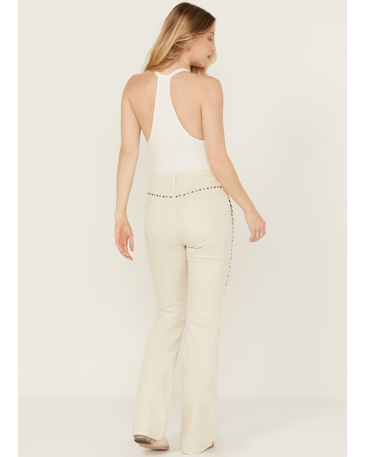 Image #3 - Wonderwest Women's Birch High Rise Studded Slim Bootcut Rigid-Like Stretch Denim Jeans, White, hi-res