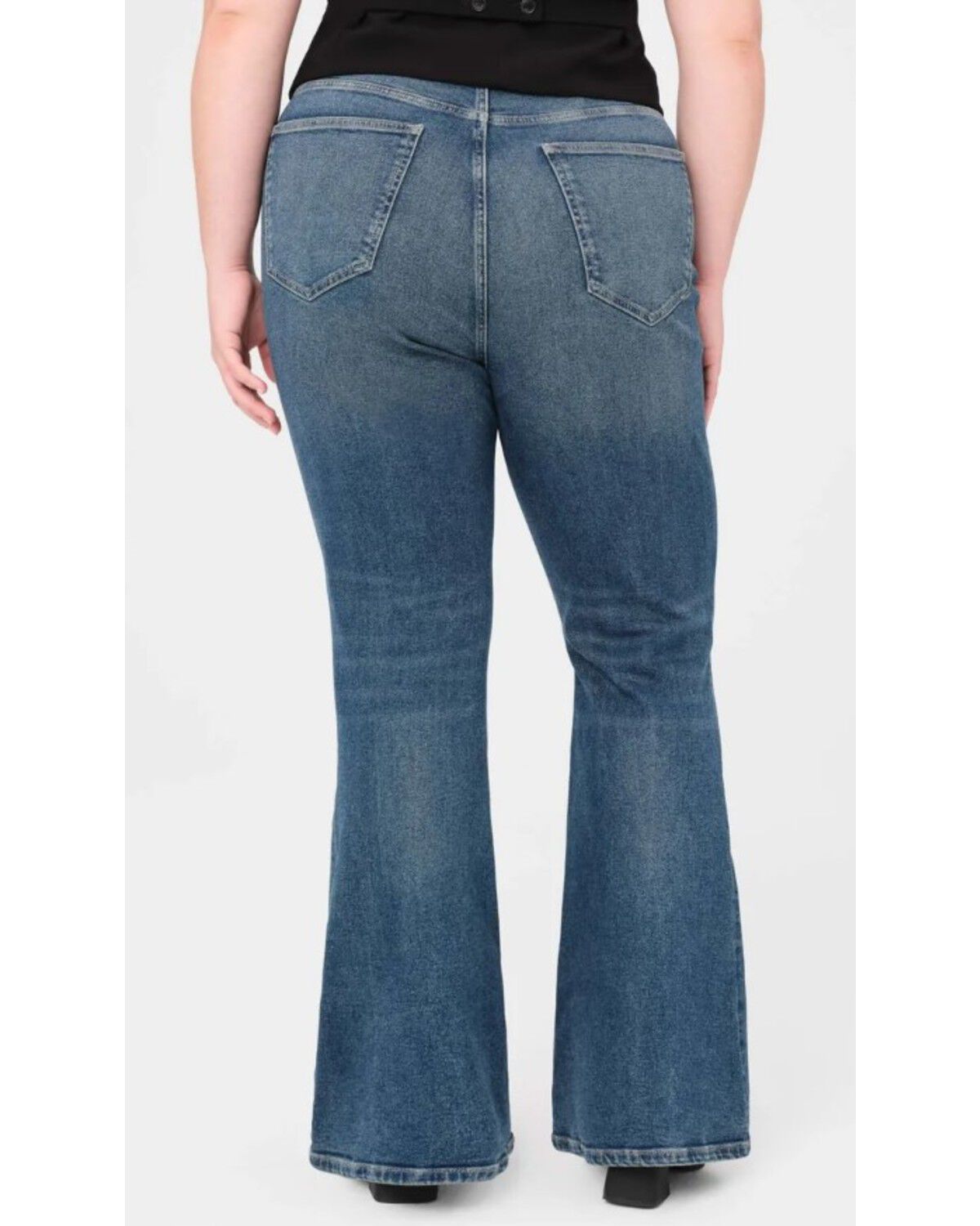 Image #2 - Warp + Weft Women's Mia Dark Wash High Rise Flare Stretch Denim Jeans - Plus, Dark Wash, hi-res