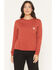 Image #1 - Carhartt Women's TENCEL&trade; Fiber Series Loose Fit Long Sleeve Crewneck Pocket T-Shirt, Red, hi-res
