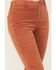 Rock & Roll Denim Women's High Rise Corduroy Button Bargain Bell Flare Jeans, Rust Copper, hi-res