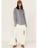 Cleo + Wolf Women's Novelty Stripe Button-Down Long Sleeve Shirt, Blue, hi-res