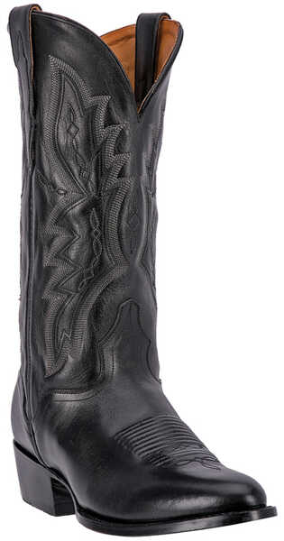 El Dorado Men's Handmade Black Vanquished Calf Western Boots - Medium Toe, Black, hi-res