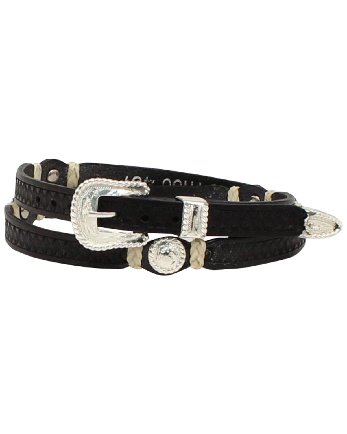 Image #1 - M & F Western Men's Stamp Rawhide Concho Hatband, , hi-res