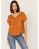 Image #1 - Talisman Women's Flutterby Blutterfly Lace Short Sleeve Top, Orange, hi-res