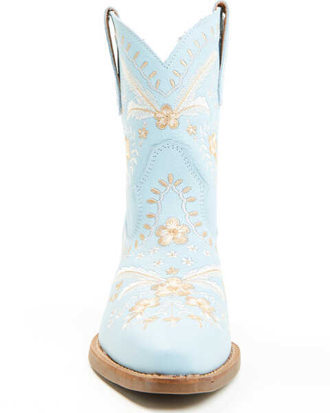 Image #4 - Dingo Women's Primrose Embroidered Leather Western Fashion Booties - Snip Toe , Blue, hi-res