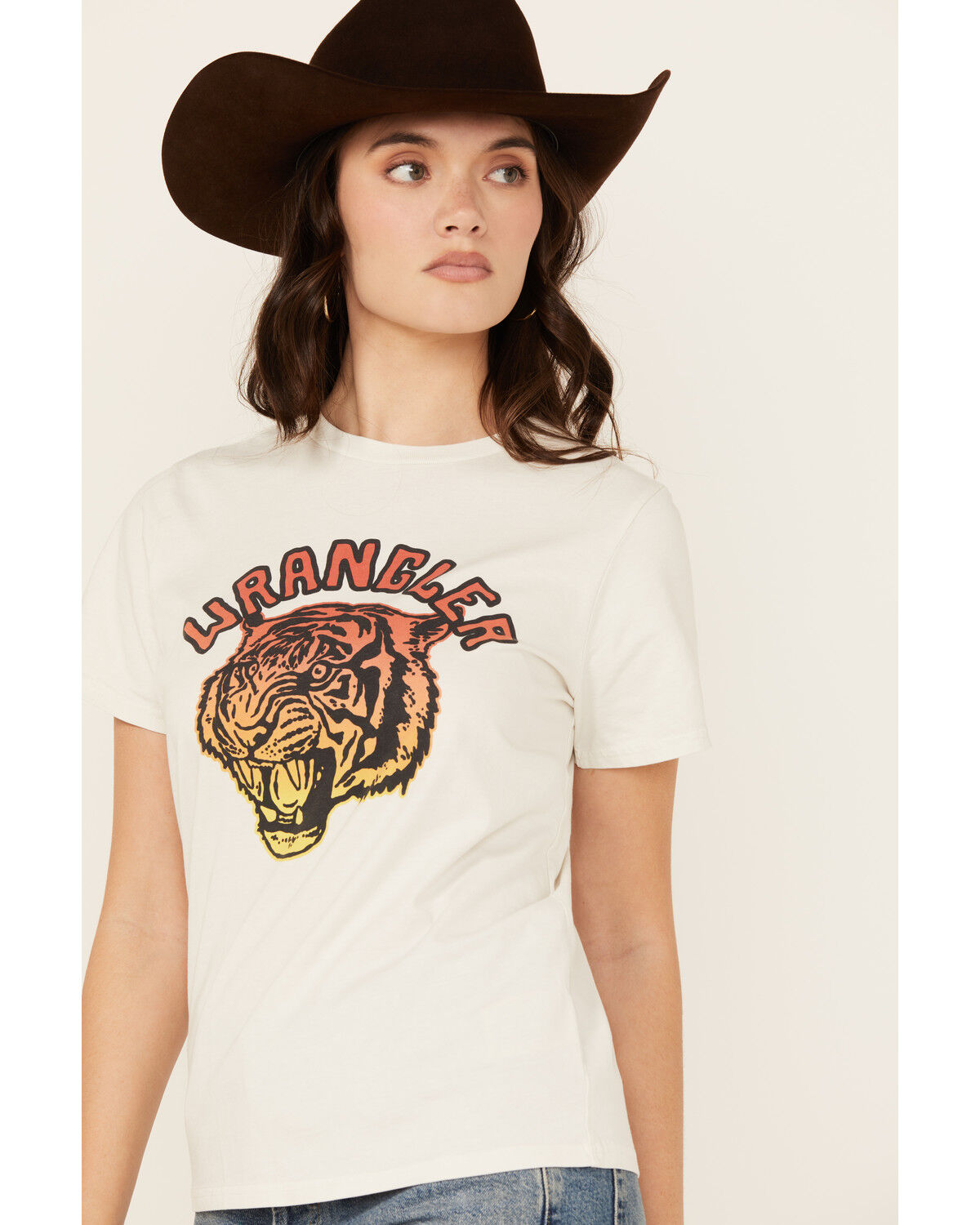 Image #2 - Wrangler Women's Tiger Short Sleeve Graphic Tee, White, hi-res