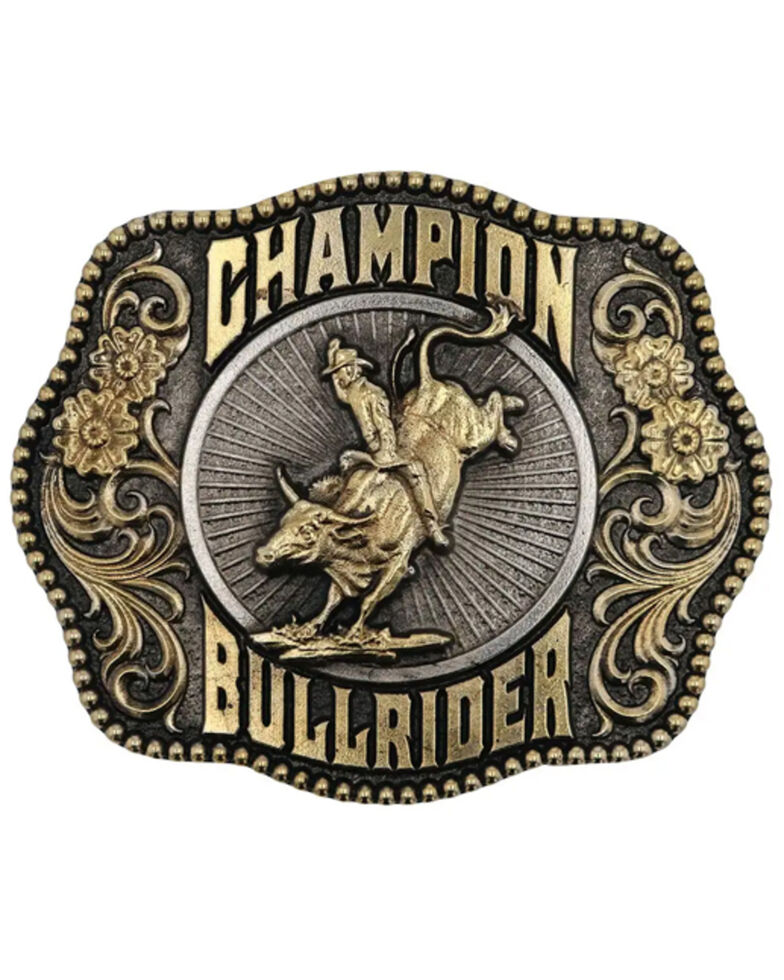 Montana Silvermiths Men's Champion Bull Rider Filigree Framed Belt Buckle, No Color, hi-res