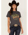 Wrangler Women's I'm Not Your Darlin' Star Logo Short Sleeve Graphic Tee, Charcoal, hi-res