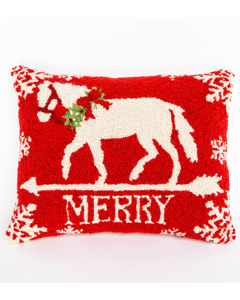 BB Ranch Merry Horse Hook Pillow, Red, hi-res