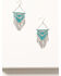 Idlyllwind Women's Silver & Turquoise Bluebell Leaf Fringe Earrings, Turquoise, hi-res
