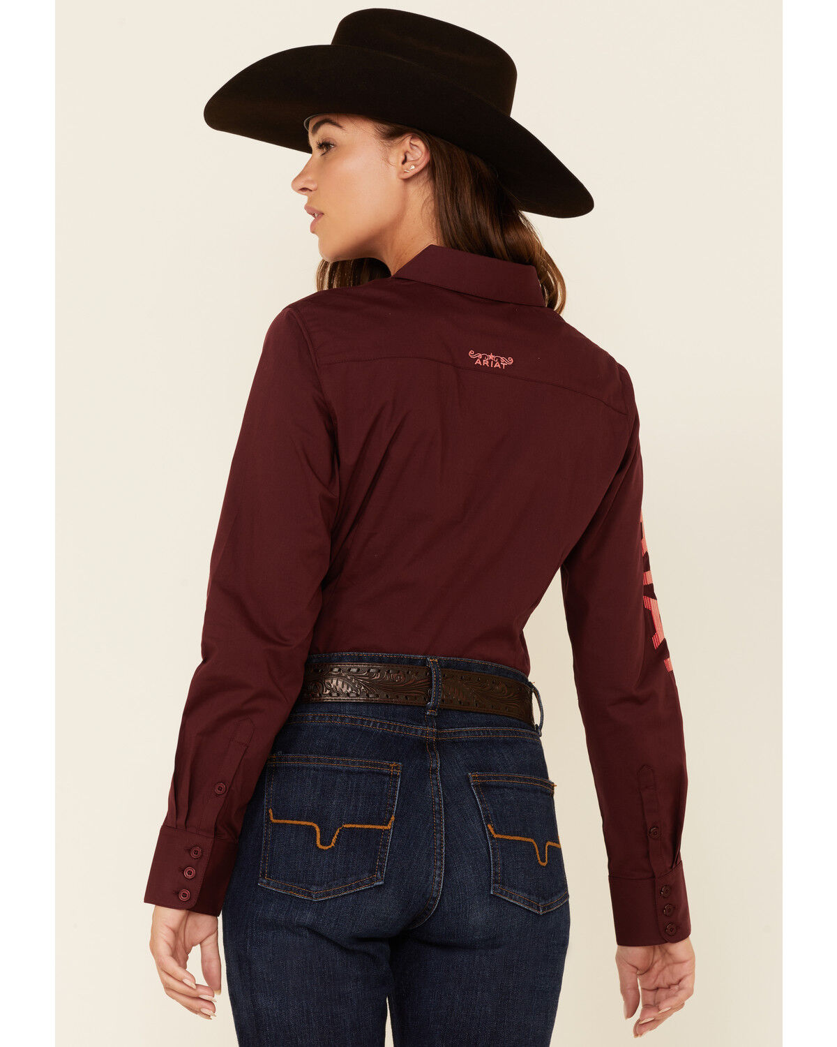 Image #4 - Ariat Women's Zinfandel Team Kirby Stretch Long Sleeve Button Shirt, Burgundy, hi-res