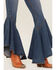 Image #2 - Shyanne Women's Medium Wash High Rise Ruffled Super Flare Stretch Jeans, , hi-res