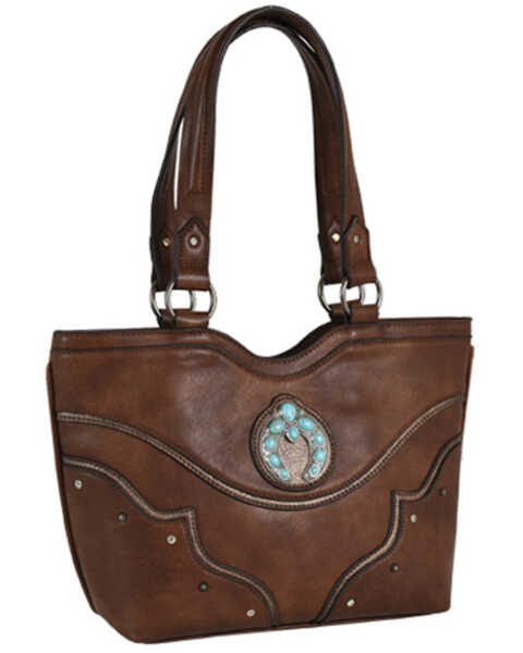 Justin Women's Brown Squash Blossom Concho Concealed Carry Tote, Brown, hi-res
