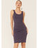LaBiz Women's Body Con Snap Slit Dress, Violet, hi-res